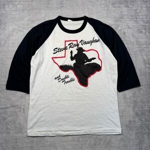 Stevie Ray Vaughan Shirt Mens Large White Vintage 1985 Raglan Spring Tour